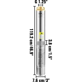Vevor Tiefbrunnenpumpe 750W 100L/min max. Förderhöhe 66m Edelstahl IP68