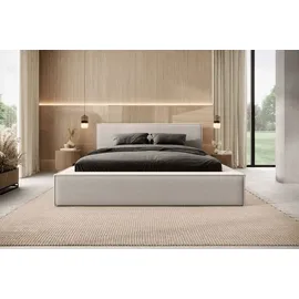FEDVE Polsterbett Mendocino aus Bouclé-Stoff 200x200 Beige - Beige