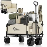 SAMAX Bollerwagen Faltbar 2in1 mit Bank beige