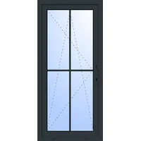 Kunststoff Balkontür "GEORG" 74 mm 2-fach Verglasung 4 Sprossenfelder (abschließbar) Anthrazit RAL 7016 innen öffnend DIN rechts