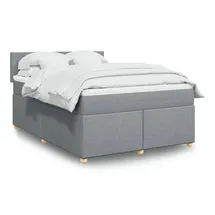 vidaXL Boxspringbett mit Matratze Hellgrau 140x200 cm Stoff