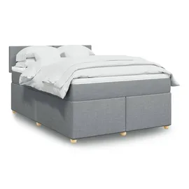 vidaXL Boxspringbett mit Matratze Hellgrau 140x200 cm Stoff