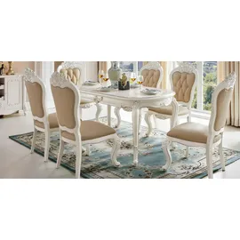 JV Möbel Esszimmerstuhl Barock Antik Stil beige 4er Set