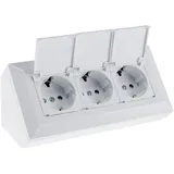 ChiliTec Steckdosenblock 23930, 3-fach, mit Schutzklappen, 250V/16A, weiß