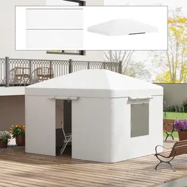 Outsunny Ersatzdach-Set für Garten Pavillondach mit 2 Seitenwänden, für Gartenpavillon, Gartenzelt, Weiß