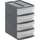 Rotho Schubladenbox Tower Systemix XS 4 Schübe anthrazit