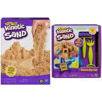 Kinetic Sand - original magischer Schweden, naturbraun, 2,5 kg - bekannt aus Kindergärten & Strandspaß Set - mit 340 g magischem Sand aus Schweden und Zubehör für Indoor-Sandspiel
