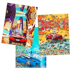 Digital-Baumwolljersey-Coupon "Rennautos", bunt