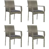 vidaXL Polyrattan Gartenstühle 59 x 53 x 88 cm grau 4 St. inkl. Kissen 319884