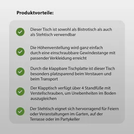 Baumarktplus 2x Stehtisch 2in1 Alu höhenverstellbar 70/115cm Ø60cm Bistrotisch Bartisch