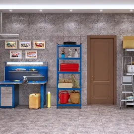 Relaxdays Schwerlastregal, 5 Ebenen, HBT: 180x70x30 cm, 500 kg Tragkraft, Stahl, Lagerregal für Keller & Garage, blau