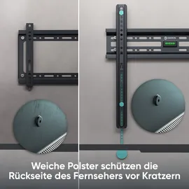 ONKRON Wandhalterung Fernseher für 32-65 max 50 kg Ultra Slim TV Wandhalterung Flach 75x75-400x400 VESA Universal Fernsehhalterung Wand/Fernseher Aufhängung Schwarz FM2-B