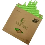 100 Stück Grüne Papier Trinkhalme - 197mm/7.75", Solid Grüne Einweg Strohhalme für Cocktails, Säfte and Weihnachtliche Party - 100% Biologisch Abbaubar & Recycelbar
