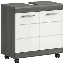 xonox.home Mid.you Waschbeckenunterschrank Scout Grau, Weiß Hochglanz, Kunststoff, 1 Fächer, 60x60x34 cm stehend, Badezimmer, Badezimmerschränke, Waschbeckenunterschränke