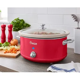 Swan Retro 6,5 l abnehmbarer Behälter, antihaftbeschichtet, Keramik, Vintage-Design, rot