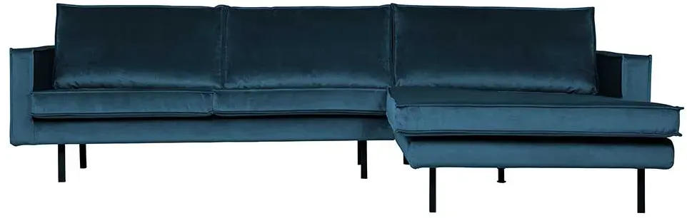 Ecksofa in Blau Samt 45 cm Sitzhöhe