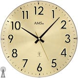 AMS 5974 Wanduhr Funk Funkwanduhr Analog Messing Farben Golden mit Glas