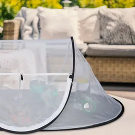 Relaxdays Fliegenhaube Lebensmittel groß 40 x 107 x 58 cm weiß-schwarz