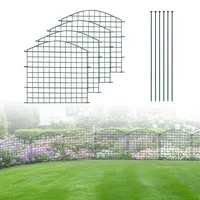 SERdeerCH Metall Teichzaun Set: 4 Gartenzaun +5 Stangen, Drahtzaun mit grüner Oberflächenbeschichtung, stabil, schnelle Installation, robust und sicher, für den Garten,Haustiere halten​(2,84m )
