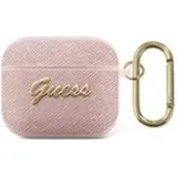 GUESS GUA3SASMP AirPods 3 Cover Pink/Pink Saffiano Script Metal Collection -