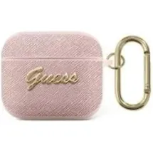 GUESS GUA3SASMP AirPods 3 Cover Pink/Pink Saffiano Script Metal Collection -