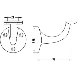 Hermeta Handlaufträger 3507 3507-01E 56 mm