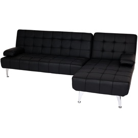 Mendler Schlafsofa HWC-K22, Couch Ecksofa Sofa, Liegefläche links/rechts Schlaffunktion 236cm ~ Kunstleder schwarz