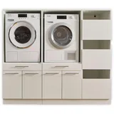 Laundreezy 2x Waschmaschinenschrank mit Wäscheschrank, Weiß - Waschmaschinen-Überbauschrank TÜV-zertifiziert mit viel Stauraum - 185 x 162 x 67,5 cm (B/H/T)