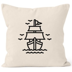 Autiga Dekokissen Kissenbezug Schiffchen Segeln Sailing Kissen-Hülle Deko-Kissen 40×40 Baumwolle Autiga® beige