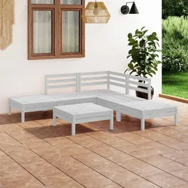 vidaXL Garten-Lounge-Set 6-tlg. Massivholz Kiefer weiß