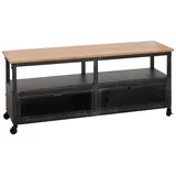 Mendler HWC-N28 Lowboard 55x130x36cm Schwarz/Natur Holz