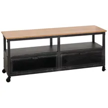 Mendler HWC-N28 Lowboard 55x130x36cm Schwarz/Natur Holz