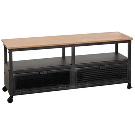 Mendler HWC-N28 Lowboard 55x130x36cm Schwarz/Natur Holz