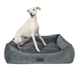 Freudentier orthopädisches Hundebett mit Cord/Velour Wendekissen anthrazit L)