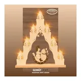 Weigla LED Lichterbogen Weihnachten I 7 Lampenkerzen + 1 Ersatzlampe I 7 x 34 V, 0,2 W, E10 I beleuchtete Weihnachtsdeko innen I aus Holz