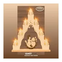 Weigla LED Lichterbogen Weihnachten I 7 Lampenkerzen + 1 Ersatzlampe I 7 x 34 V, 0,2 W, E10 I beleuchtete Weihnachtsdeko innen I aus Holz