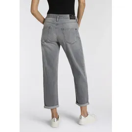 Herrlicher Boyfriend-Jeans "Shyra Tap Denim Grey Light Stretch", Damen, Gr. 26, N-Gr, grau (grau ash), Denim/Jeans, Obermaterial: 98% Baumwolle, 2% Elasthan, gerade 7/8-Länge, Jeans, High Waist mit Umschlagsaum