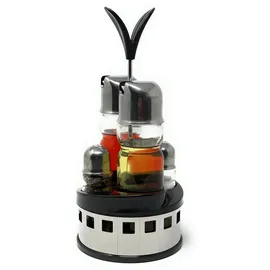 DanDiBo Ambiente Menage-Set Essig und Öl Spender Glas Edelstahl 209 Silber