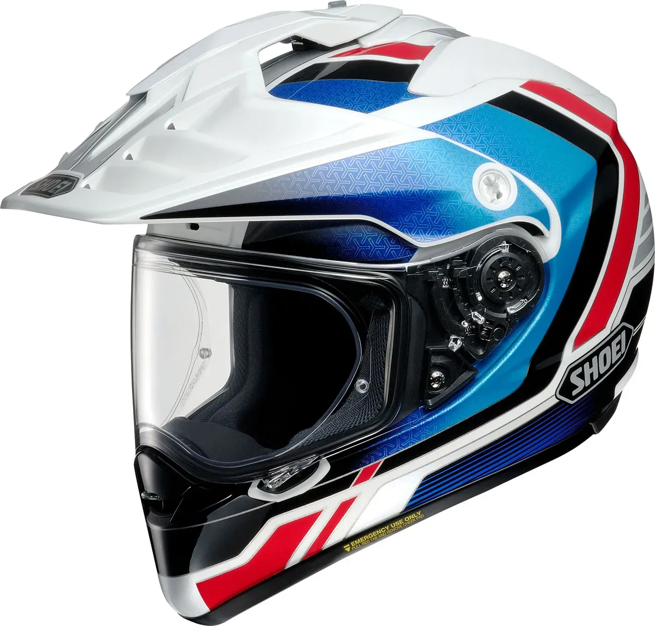 Shoei Hornet ADV Sovereign, casque enduro - Blanc/Bleu/Rouge - S