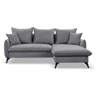 WERK2 Ecksofa »Modica L-Form«, Minimalistisches Ecksofa mit Schlaffunktion & Bettkasten, grau