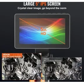 Vevor Endoskopkamera 6,4 mm mit 5 Zoll IPS 1080P HD-Bildschirm und 8-fachem Zoom