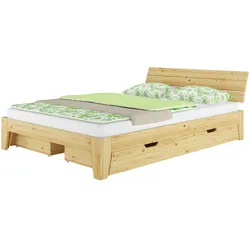 Erst-Holz Schmales Doppelbett 140x200 Futonbett Kiefer natur Zubehör wählbar V-60.62S8-14nur Bettgestell mit 3-teiligem Bettkasten-Set