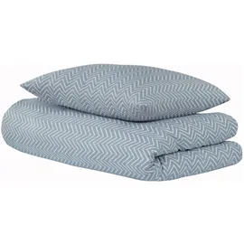 SCHIESSER Grebur Zickzack Hellblau 155 x 220 cm + 80 x 80 cm