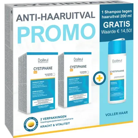 Cystiphane Haar Und Nägel Promopack 2x120 Tabletten + Anti-Haarausfall Shampoo Gratis 200ml