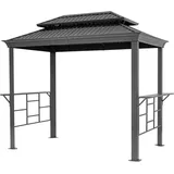 TOOLPORT BBQ Grillpavillon 2,8x1,8 m mit Stahldach Wasserdicht UV-beständig inkl. 2 praktischen Seitenablagen anthrazit
