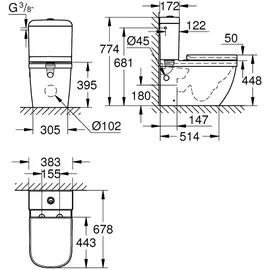 Grohe Euro Ceramic Stand-WC mit WC-Sitz Weiß spülrandlos