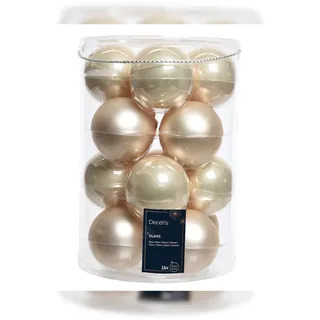 Christmas Decorations 16 Weihnachtskugeln 8cm Perle - champagner
