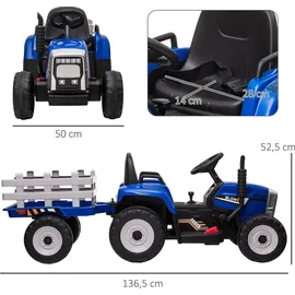 Homcom Elektro-Kinderauto Traktor mit Anhänger blau (2-tlg)