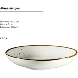 MÄSER Teller tief 21 cm Weiss mit blauen Punkten 6er Set, PINTAR Blaue Punkte, 594060
