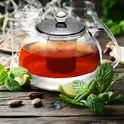 Monzana Teekanne mit Teesieb aus Edelstahl / Glas 1,2 L + 4er Set Teegläser
